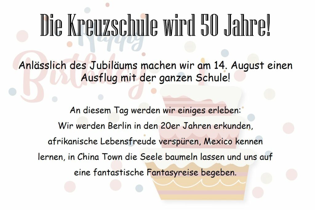 Save the date: 50 Jahre Kreuzschule Heek