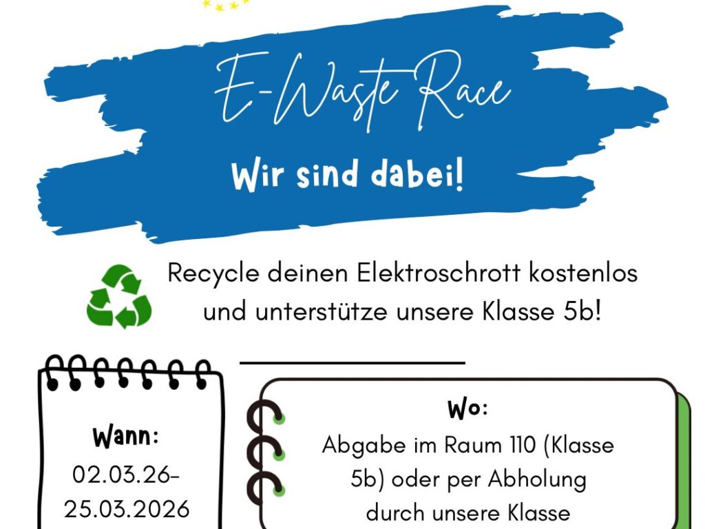 Die Klasse 5b der Kreuzschule nimmt am E-Waste Race teil